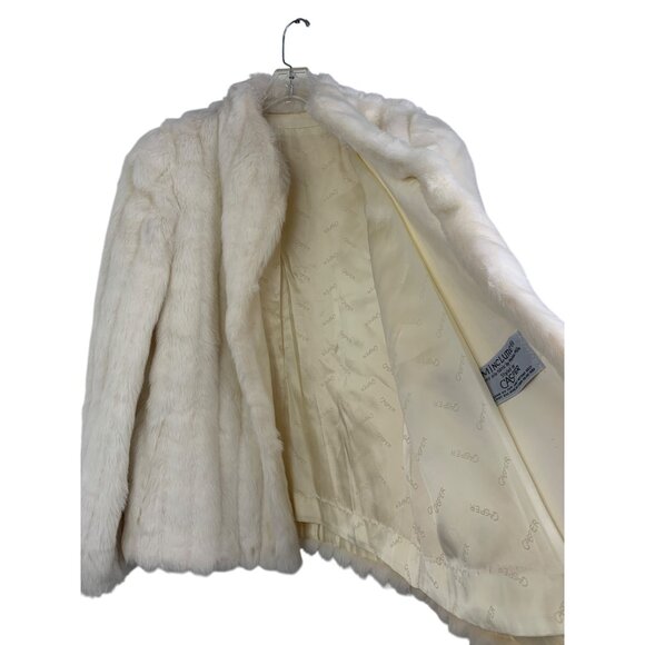M Womens Vintage White Faux Fur Coat Minclure By Casper Insulated - Picture 3 of 10